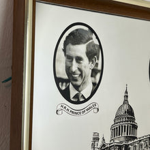 Load image into Gallery viewer, Vibrant mirror featuring the wedding of Charles and Diana on the 29th of July 1981 with a portrait of the couple and intricate picture of St Pauls and the fonts in a banner design.