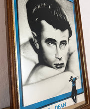 Load image into Gallery viewer, This is a vintage mirror featuring James Dean, the iconic movie actor. It is a unique collectible item that showcases excellent detail in depicting the actor's signature pose and famous look.