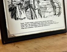 Load image into Gallery viewer, Edwardian piece featuring a male tourist and old lady in the background is a village effect, with a funny satirical quote toward the bottom, a lovely collectible piece.