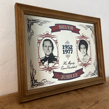 Load image into Gallery viewer, Wonderful vintage Silver Jubilee collectable mirror, Queen, Philip, Royal souvenir, memorabilia, wall art, picture, London