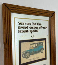 Load image into Gallery viewer, Vintage prestige Rolls Royce Silver Ghost 1912 advertising mirror featuring a glamourous design with antique pictures of the luxury car in intricate finish, excellent quotes in stylish fonts with a straight gold border.