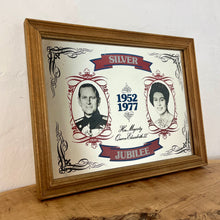 Load image into Gallery viewer, Wonderful vintage Silver Jubilee collectable mirror, Queen, Philip, Royal souvenir, memorabilia, wall art, picture, London