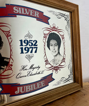 Load image into Gallery viewer, Wonderful vintage Silver Jubilee collectable mirror, Queen, Philip, Royal souvenir, memorabilia, wall art, picture, London