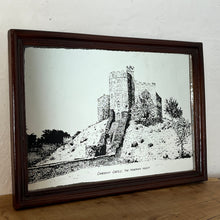 Load image into Gallery viewer, Vintage picture mirror of Great Cardiff Castle, The Norman Keep historical mirror, Wales history, wall art, knights, soldier, royalty