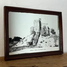 Load image into Gallery viewer, Vintage picture mirror of Great Cardiff Castle, The Norman Keep historical mirror, Wales history, wall art, knights, soldier, royalty