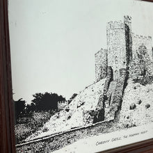 Load image into Gallery viewer, Vintage picture mirror of Great Cardiff Castle, The Norman Keep historical mirror, Wales history, wall art, knights, soldier, royalty