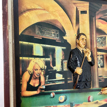 Load image into Gallery viewer, An amazing game of Fate by Chris Consani features Hollywood stars from the 40s and 50s featuring the stars in a pool hall with quality details with fantastic craftsmanship with intricate detail, the artwork comes on a raised sculptural wooden sign.