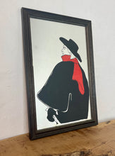 Load image into Gallery viewer, Stunning vintage wall art mirror featuring the famous cabaret star now in a gallery at San Diego Museum of Art, with vivid tones with wide brimmed hat and scarf creating a classic Lautrec art nouveau design.