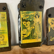 Load image into Gallery viewer, fantastic, unique set of mid-century art nouveau collectable slate panels featuring a selection of famous artists, including Alphonse Mucha. It has a complex design with the pictures inset into the slate hanging ornament