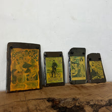Load image into Gallery viewer, fantastic, unique set of mid-century art nouveau collectable slate panels featuring a selection of famous artists, including Alphonse Mucha. It has a complex design with the pictures inset into the slate hanging ornament