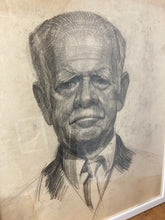 Load image into Gallery viewer, Vintage Original Pencil Drawing Picture 1960’s Old Man in Suit