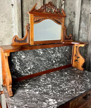 Load image into Gallery viewer, Wonderful late Victorian washstand, burr walnut and marble furniture, antique, period piece, bathroom cabinet, vanity, interior design
