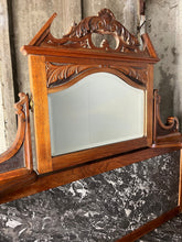 Load image into Gallery viewer, Wonderful late Victorian washstand, burr walnut and marble furniture, antique, period piece, bathroom cabinet, vanity, interior design
