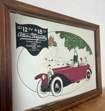 Load image into Gallery viewer, Vintage Art Deco French car advertising mirror, Cottin and Desgouttes collectibles piece, Paris automobile, wall art, transport memorabilia
