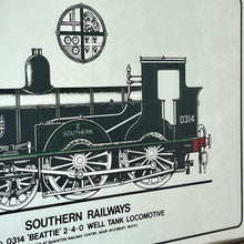 Load image into Gallery viewer, Wonderful Southern Railways vintage mirror, Beattie well tank locomotive, train collectable memorabilia, steam advertising, picture
