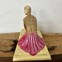 Load image into Gallery viewer, Stunning vintage sculpture based on the Demétre H. Chiparus - tantra piece based on an art deco ballet dancer with intricate design with vivid tones in pinks and creams with unique details on the tutu and pleats in the skirt with a faux marble base
