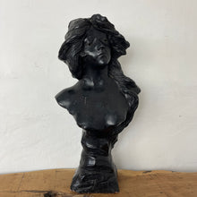 Load image into Gallery viewer, The bust come with beautiful patina and full of style and grace withamazing form with intricate details and wonderful black finish with particular focus of the features and the flowing hair, a fantastic original antique design.
