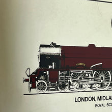 Load image into Gallery viewer, Vintage London, Midland and Scottish Railway, train advertising mirror, Royal Scot, collectable, picture, transport, steam locomotives
