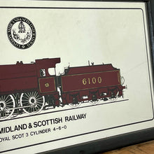 Load image into Gallery viewer, Vintage London, Midland and Scottish Railway, train advertising mirror, Royal Scot, collectable, picture, transport, steam locomotives
