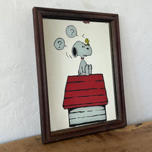 Load image into Gallery viewer, Vintage mid-century Snoopy advertising mirror, Schulz art, cartoon artist, comic strip, film and TV, American cartoonist, pet beagle
