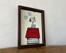 Load image into Gallery viewer, Vintage mid-century Snoopy advertising mirror, Schulz art, cartoon artist, comic strip, film and TV, American cartoonist, pet beagle
