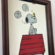 Load image into Gallery viewer, Vintage mid-century Snoopy advertising mirror, Schulz art, cartoon artist, comic strip, film and TV, American cartoonist, pet beagle
