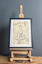 Load image into Gallery viewer, Stylish Man sunbathing, vintage 1970 pencil art work
