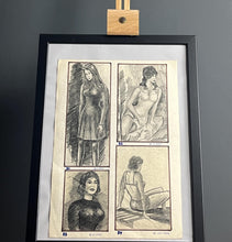 Load image into Gallery viewer, Fashionable nude vintage 1960’s pencil drawing art work
