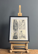 Load image into Gallery viewer, Fashionable nude vintage 1960’s pencil drawing art work
