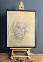 Load image into Gallery viewer, Stylish original vintage 1960’s pencil drawing Old lady portrait
