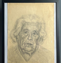 Load image into Gallery viewer, Stylish original vintage 1960’s pencil drawing Old lady portrait
