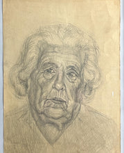 Load image into Gallery viewer, Stylish original vintage 1960’s pencil drawing Old lady portrait
