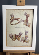 Load image into Gallery viewer, This is a vintage original poster on a card depicting medical and military content from Eastern Europe. It shows diagrams of the tourniquet method and provides instructions on usage.
