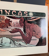 Load image into Gallery viewer, Stunning Alphonse Mucha - Vin Des Incas is an excellent, detailed, and bold-toned design with a medical and historical subject created using a wooden board design from the vintage mid-century era.
