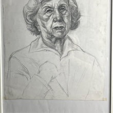 Load image into Gallery viewer, Vintage original pencil drawing picture, older lady
