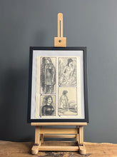 Load image into Gallery viewer, Fashionable nude vintage 1960’s pencil drawing art work
