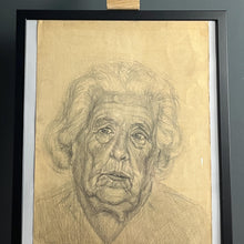 Load image into Gallery viewer, Stylish original vintage 1960’s pencil drawing Old lady portrait
