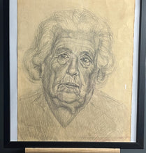 Load image into Gallery viewer, Stylish original vintage 1960’s pencil drawing Old lady portrait
