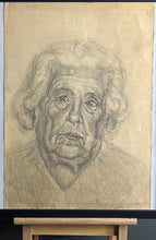 Load image into Gallery viewer, Stylish original vintage 1960’s pencil drawing Old lady portrait
