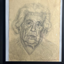 Load image into Gallery viewer, Stylish original vintage 1960’s pencil drawing Old lady portrait
