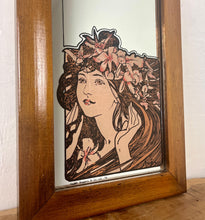 Load image into Gallery viewer, The stunning design features a glamorous lady bust wearing a flower headdress with wonderful detail. The image is focused on the face and hair, with fine design in a subtle peach tone. The border is equally impressive, with a Art Nouveau swirl.
