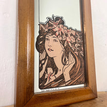 Load image into Gallery viewer, The stunning design features a glamorous lady bust wearing a flower headdress with wonderful detail. The image is focused on the face and hair, with fine design in a subtle peach tone. The border is equally impressive, with a Art Nouveau swirl.
