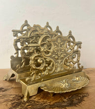 Load image into Gallery viewer, The beautiful ornate letter rack has an intricately detailed finish and vivid tone, three letter opening compartments, and a stunning shell pin dish.
