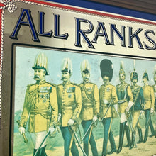 Load image into Gallery viewer, The piece showcases the soldiers marching in an order if rank listed underneath,  antique feel with stunning colours and intricate details. The fonts used in the design are eye-catching, and the overall aesthetic is vibrant and stylish
