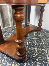 Load image into Gallery viewer, Crafted from elegant quality mahogany, it has a shaped mirror set within a frame. Stunning carved and scrolled supports lead to a pair of two small drawers. It has a moulded edge to the shaped dressing table top with one central drawer.
