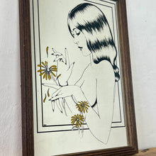 Load image into Gallery viewer, Lovely, stylish piece, a wonderful Art Nouveau half-nude lady picking a vibrant yellow flower with stunning style and detail.
