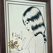 Load image into Gallery viewer, Lovely, stylish piece, a wonderful Art Nouveau half-nude lady picking a vibrant yellow flower with stunning style and detail.
