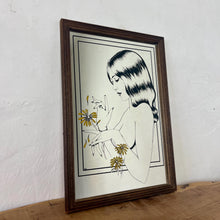Load image into Gallery viewer, Lovely, stylish piece, a wonderful Art Nouveau half-nude lady picking a vibrant yellow flower with stunning style and detail.
