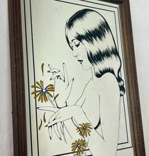 Load image into Gallery viewer, Lovely, stylish piece, a wonderful Art Nouveau half-nude lady picking a vibrant yellow flower with stunning style and detail.
