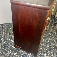 Load image into Gallery viewer, This is a classic late Georgian, mahogany, English chest of drawers dating to early c.1800.This large chest has seven drawers: three small drawers, two medium drawers, and two full-length drawers. It offers generous storage in an elegant and practical form.
